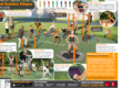 Outdoor gym with people using various fitness equipment and instructional signs on a grassy area.